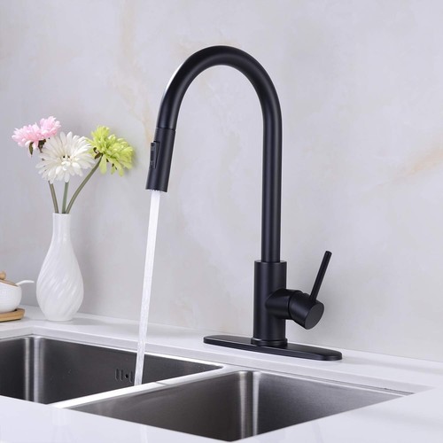 Matte Black RV Kitchen Sink Faucet w/ Pull Down Sprayer Single Handle Mixer Tap - Picture 7 of 8