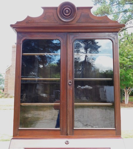 Walnut Victorian Drop Front Secretary with Bookcase Top - Picture 5 of 16