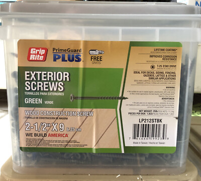 (25 lbs) Grip-Rite PrimeGuard Plus #9 x 2-1/2  Premium Star Green Deck Screw