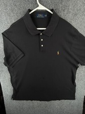 Polo Ralph Lauren Short Sleeve Polo Shirt Men Big 2XB Black Knit Pony Logo Adult