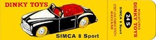 BOITE VIDE REPRO DINKY TOYS SIMCA  8 SPORT NOIRE N°24S
