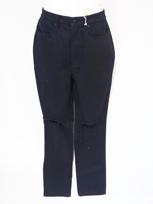 Alexander Wang Black High Waist Dipped Back Distressed Denim Jeans $395, Size 30