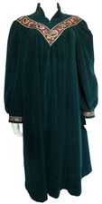 Vtg Vanity Fait Made in USA 1/2-Zip Embellished Green Fleece Robe size XL