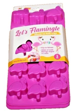 LET'S FLAMINGLE Silicone Ice Mold Trays 2 Pack Makes 30 Total Flamingo Ice Cubes