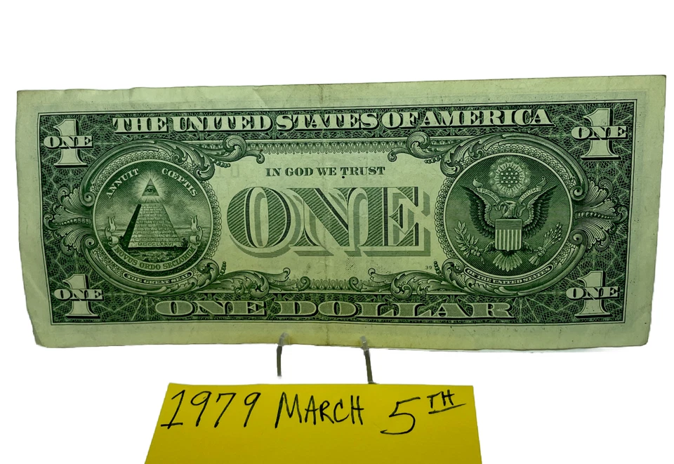 One Dollar Birthday Note March 5th 1979.Fancy Serial Number 1 1979 3 5 3 - Image 3 of 4