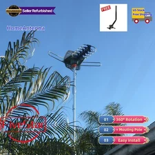 4K HDTV Outdoor Antenna Motorized Amplified 1080P w/ Pole 360° Rotation