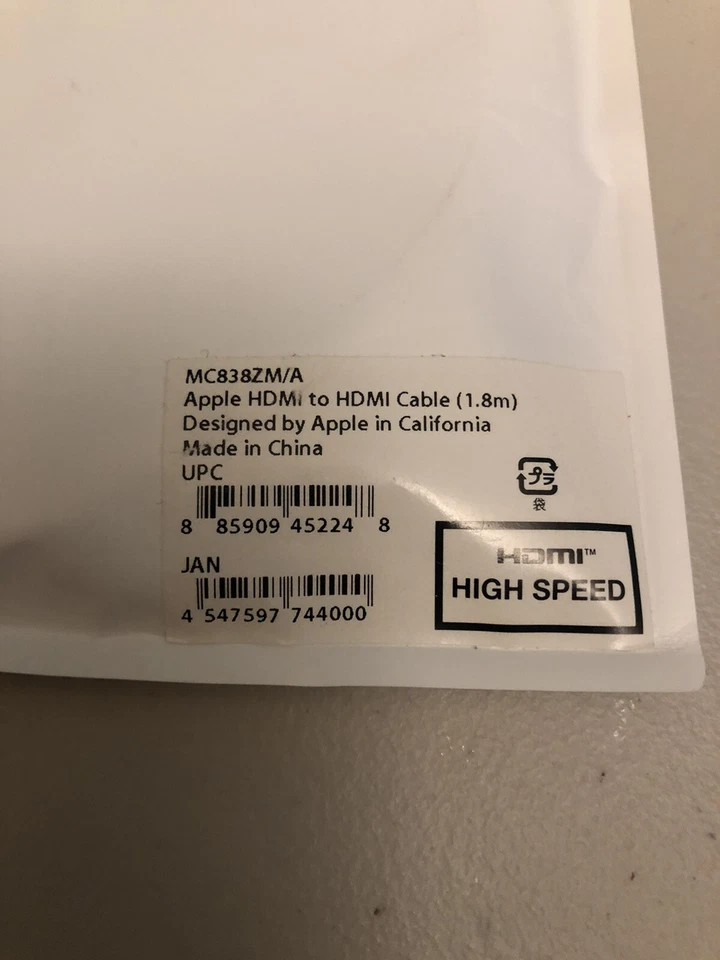 Apple HDMI to HDMI Cable 1.8 meter MC838ZM/A Lot of 2 High Quality DISCONTINUED - Image 4 of 4