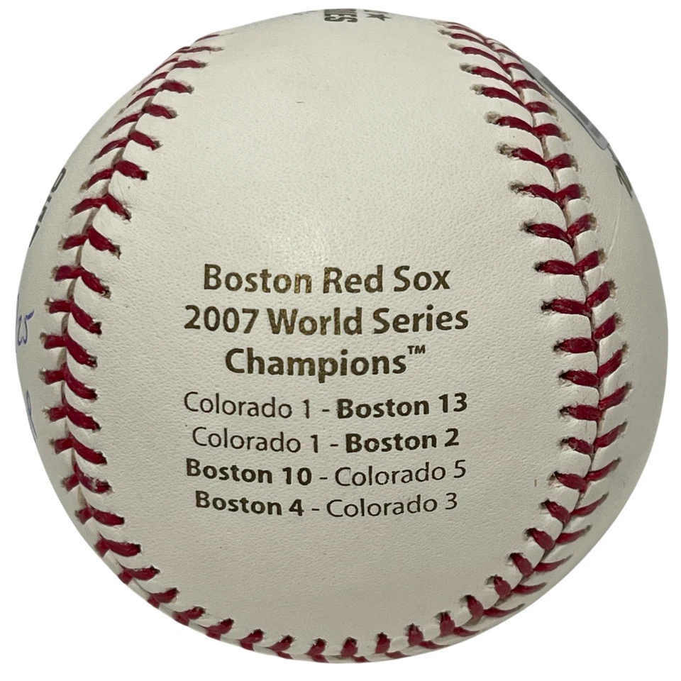 Mike Lowell Firmado 2007 Serie Mundial LE Oro Béisbol con WS MVP Beckett con Certificado de Autenticidad BAS Foto 3 de 4