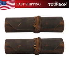 TOURBON 2pcs Workshop Leather Carving Tool Holder Roll Craft Storage Bag Gift