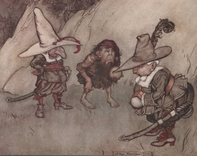 Arthur Rackham 1905 Tipped-In Art Print Dwarves Pilgrims Bowling Rip ...