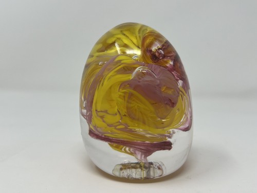 Bay Area Glass Institute Paperweight Stamped BAGI Pink And Yellow - Picture 5 of 19
