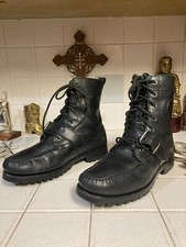 Polo Ralph Lauren Vintage Black Leather Lace up Boots Size 8.5 D