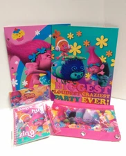 TROLLS Kids Gift, 3 pcs Folders Portfolios + 1 Journal Pen Set + 1 Pencil Pouch