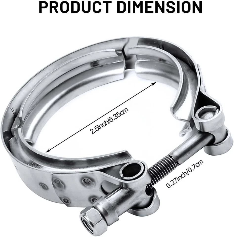 2PCS 2.5'' V-Band Stainless Steel Flange & Clamp Kit for Turbo Exhaust Pipes Foto 4 de 4