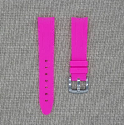 Tempomat 20mm Curved Pink Rubber Strap Fits Rolex Submariner, Swatch Omega Moon