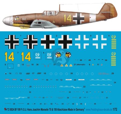 Peddinghaus 1/72 Bf 109 F-4/Trop Markings Hans-Joachim Marseille Egypt 1942 824