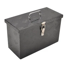 Aluminum 16"X7.5"X10" Black Small Tool Box Car Trailer Truck Bed 5 Bar Tread