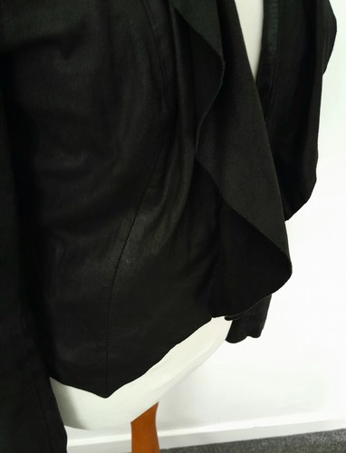 NEXT SIGNATURE - Soft REAL SUEDE LEATHER Jacket Waterfall Front Black Size 8 - Picture 7 of 13