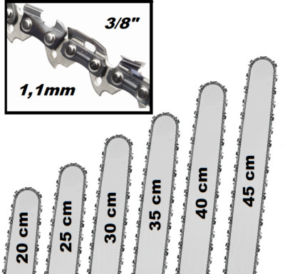 Sägekette  3/8''  1,1mm  Motorsäge  Kettensäge  Schnittlänge 20 25 30 35 40 45 cm