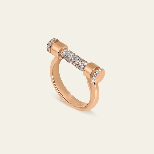 Frivole Between the Finger 0.24 ctRound LabGrown Diamond Engagement Gold Ring - Picture 4 of 10