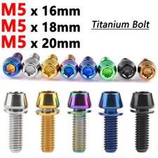 Titanium Bolt M5x16 18 20mm Taper Hex Head with Washer Ti Screw forBike Stem Gr5