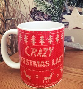 crazy christmas lady mug