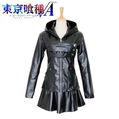 Anime Tokyo Ghoul Kirishima Touka Black PU Cosplay Halloween Costume Uniform - Picture 19 of 35