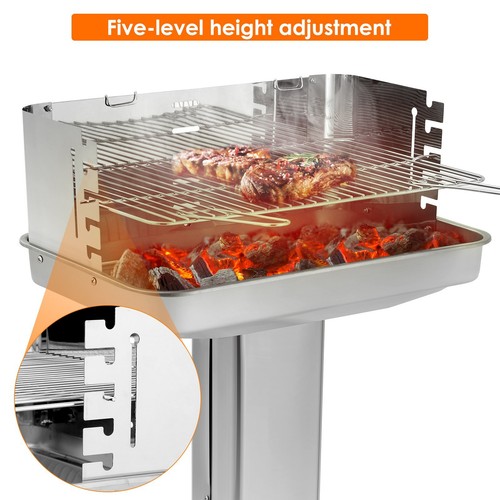 Edelstahlsaulengrill Camping Standgrill Saulengrill Holzkohlegrill Trichtergrill - Bild 5 von 7