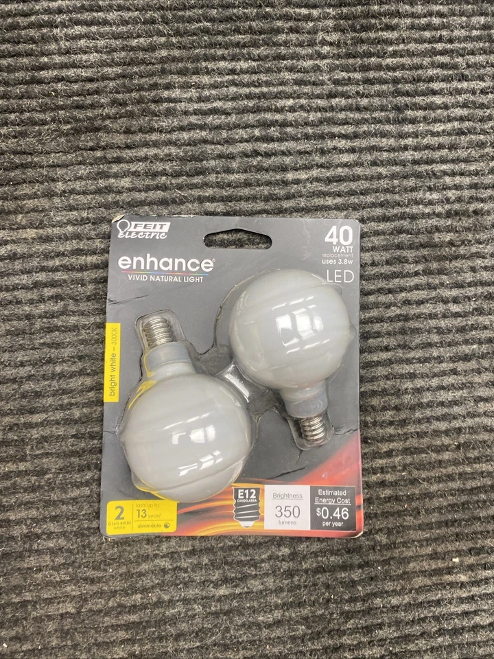 (2-Pk)Feit Electric E12 Candelabra LED Light Bulb Bright White BPG1640W930CAFIL2 - Image 3 of 4