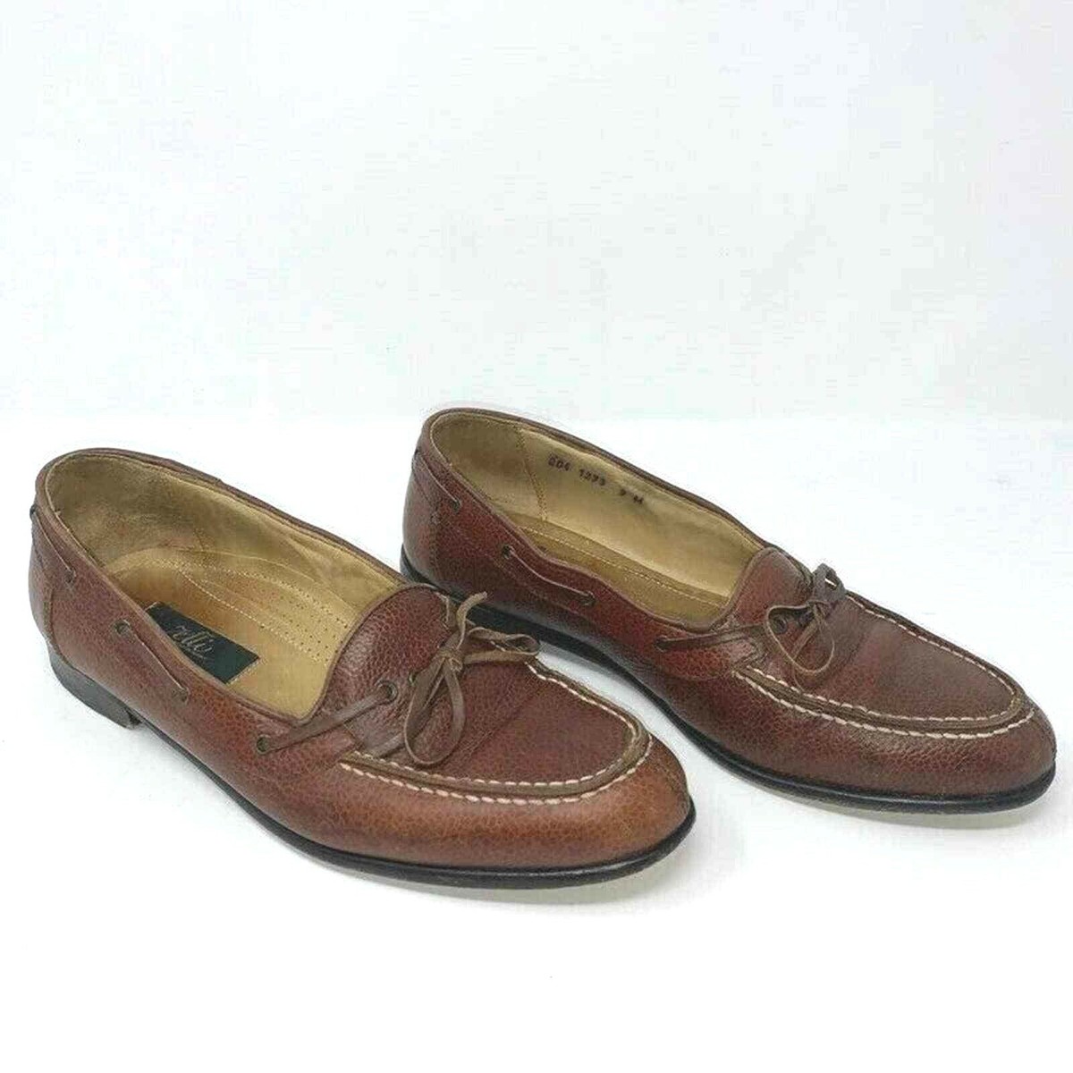 Zelli Classic Brown Leather Men\'s Oxfords Zelli Loafers Mens Size 9 Brown Pebbled Leather Oxford Slip  main image 3