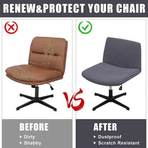 Armless Office Chair Slipcovers Stretch Computer Rotating Chair Protector Cover - Picture 13 of 66