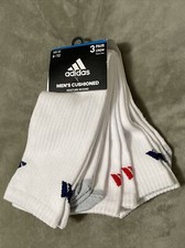 Adidas Athletic Cushioned Crew Socks 3 Pairs L Mens 6-12 Sports Work Solid Socks