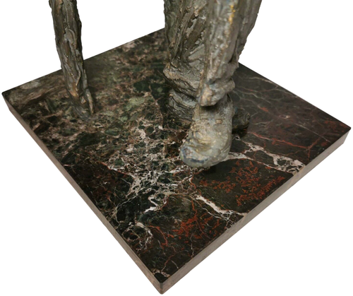 MID-20TH C VINT SEATED MAN BRONZE PATINATED PLASTER SCULPTURE, BLACK MARBLE BASE - Picture 19 of 24