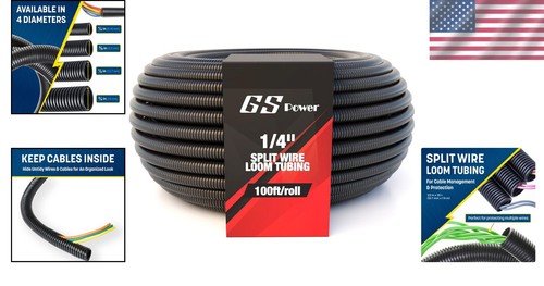 1/4 Inch x 100 Ft High Temperature Split Cable Sleeves for Wire Protection - Bild 2 von 9