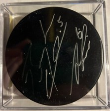 Braydon Coburn Andreas Lilja Andrej Meszároš Matt Carle Signed Autograph Puck