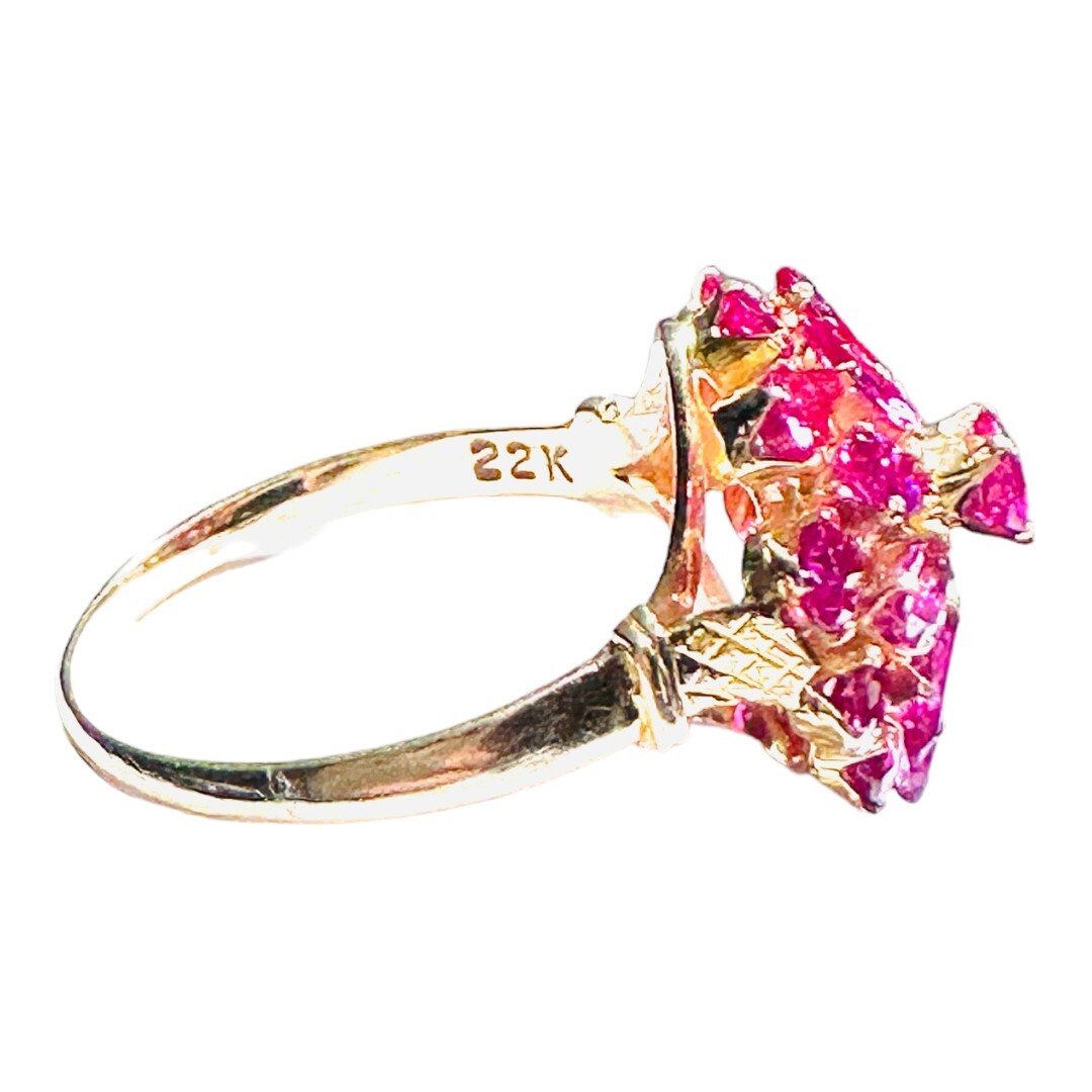 22kt Solid Yellow Gold & Ruby Cocktail Ring - image 1