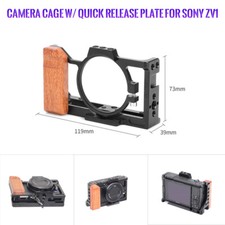 1 Metal Camera Cage Quick Release Plate Wooden Handle Extension For Sony ZV1 SLR