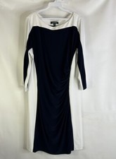Lauren Ralph Lauren Womens 16W Color Block Ruched Long Sleeve Dress