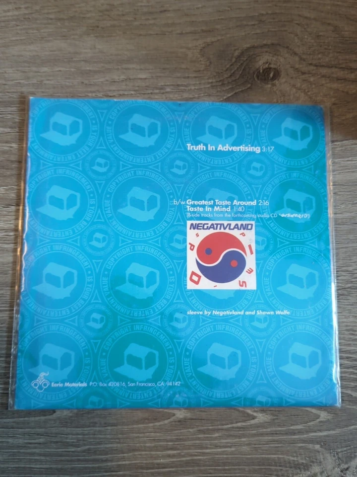 NEGATIVLAND ‎– Truth In Advertising US 7” record vinyl 45 rpm inserts - Image 2 of 4