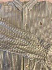 Ralph Lauren Mens Button Down Dress Shirt Long Sleeve Size XXL Green