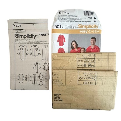 Simplicity Sewing Pattern 1504 Child’s Teens Adult Pajamas Shirt Pants Uncut - Picture 2 of 4