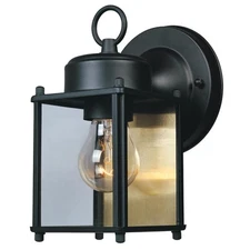 Outdoor Wall Mount Lantern Sconce, Black Finish, Weather Resistant, Clear Glass,