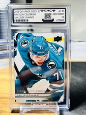 2025-26 Upper Deck S1 Macklin Celebrini #136 GMG Graded 10 Gem Mint 💎 Sharks 