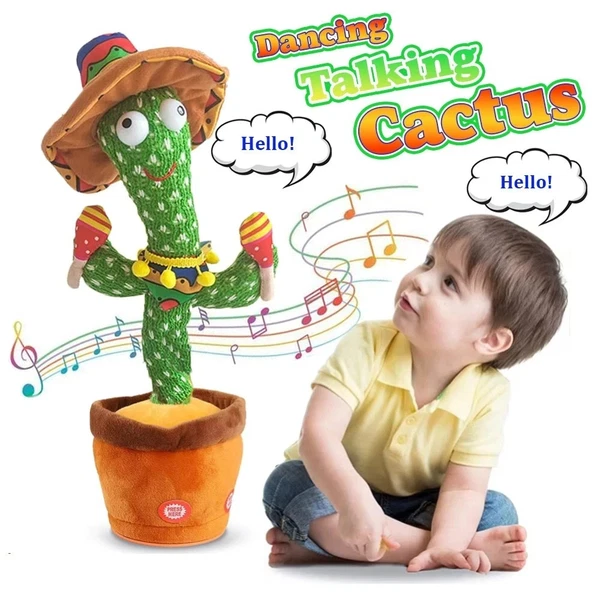 Dancing Cactus Repeat Talk Sing Glow Interactive Plush Toy for Kids | USB | USA