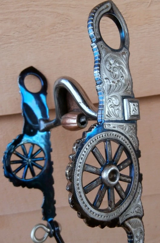 Embout De Mors E Garcia - Argent, Tige Snaffle, Fleur Concho Marron - Fait Main
