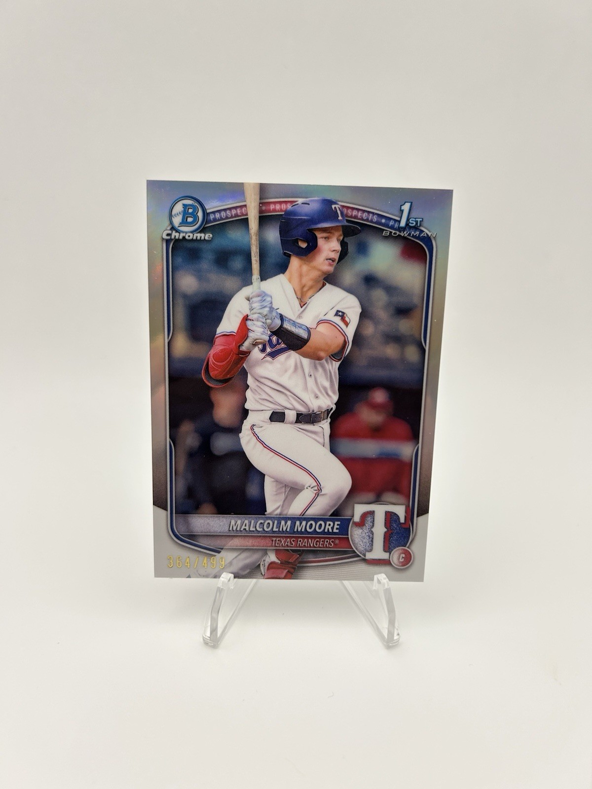 2025 Bowman Malcolm Moore Chrome Refractor 1st #364/499 Rangers