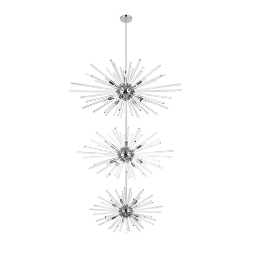 Elegant Lighting Sienna 46" 30-Light Metal/Glass Chandelier in Chrome/Clear - Picture 3 of 9