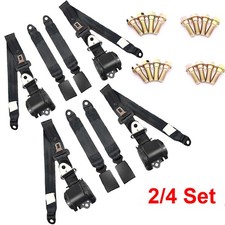 3 Point Adjustable Seat Belts Lap Set Retractable Universal Car Belt Kit Straps