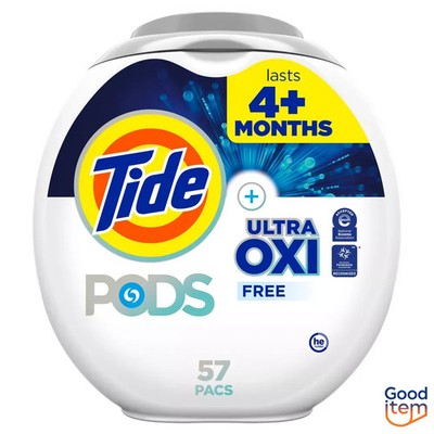 Tide Ultra Oxi Free Unscented Concentrated Laundry Detergent Pods 57 Pacs - 51oz