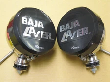 SUPER OFF ROAD Chrome 6" 130w Halogen Long Range Lights w Black Covers Cepek